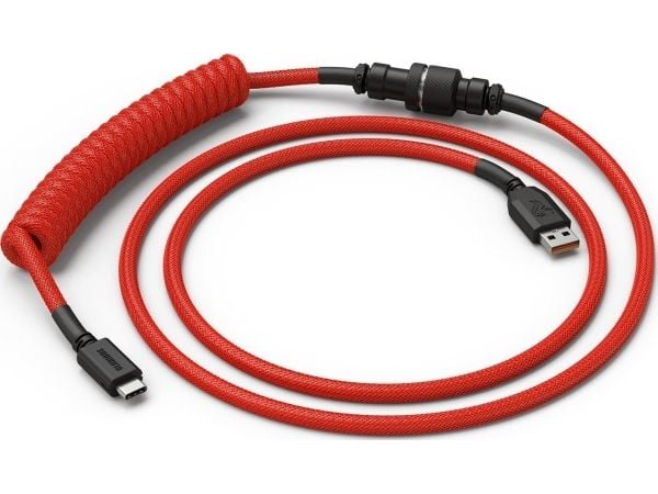 Glorious PC Gaming Race Coiled, Punainen, 1,37 m, Glorious PC Gaming Race, 1 kpl, Punottu, USB A-tyyppi, USB Type-C