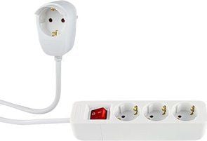 REV Powersplit - pistorasia - AC 230 V - 3500 Watt - lähtöliittimet: 4 (4 x Europlug) - 5 m johto - valkoinen - valkoinen