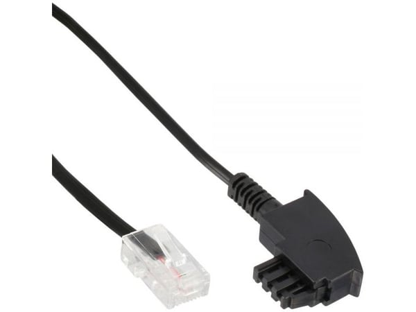 InLine 18555, 0,5 m, TAE-F, RJ45, Sort, Hankjønn, Hankjønn