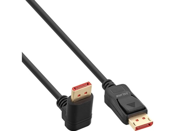 INLINE - DisplayPort-kabel - DisplayPort (M) vinklet nedover til DisplayPort (M) rett - DisplayPort 1.4 - 1 m - 8K-støtte - Svart