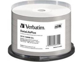 Verbatim DataLifePlus - 50 x CD-R - 700 MB 52x - hvit - blekkstråleskrivbar overflate, bred skrivbar overflate - spindel