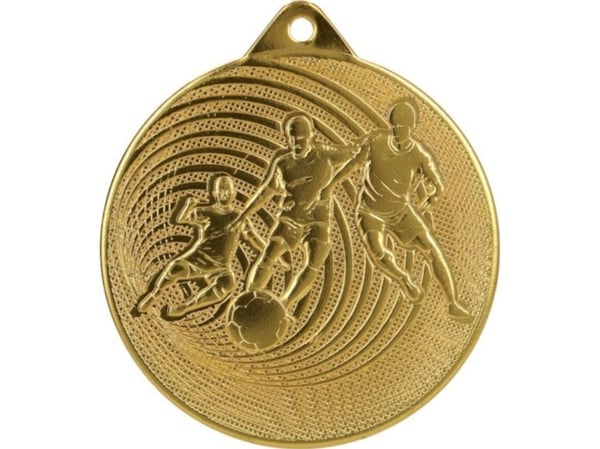 Tryumf medalje i metall, fotball, Ø70 mm, gull (MMc3070)