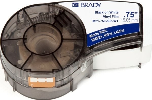 Brady B-595 - Vinyl - matt - svart på vitt - Rulle (1,905 cm x 6,4 m) 1 rulle (rullar) etiketter - för Brady BMP21, BMP21-LAB, BMP21-PLUS; ID PAL; ...