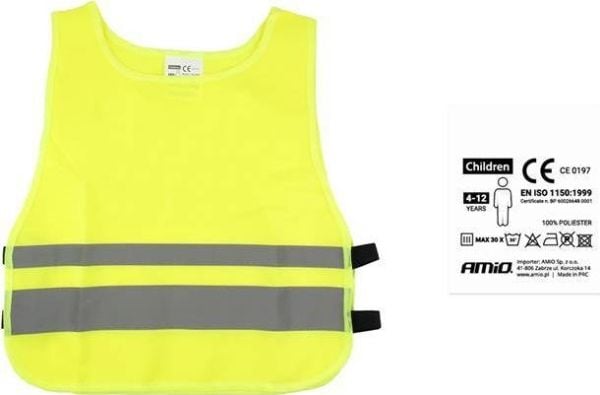 AMiO refleksvest barn gul SVK-03 med sertifikat