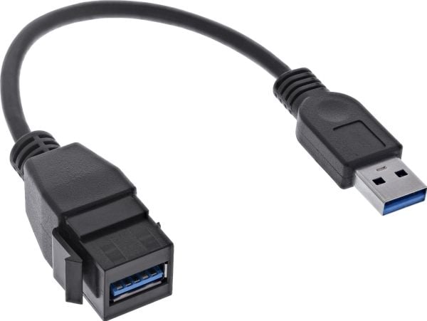 InLine 76206C, 0,2 m, USB A, USB A, USB 3.2 Gen 1 (3.1 Gen 1), Musta