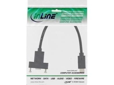 InLine 33441G, 0,2 m, USB C, USB C, USB 3.2 Gen 1 (3.1 Gen 1), Hankjønn/hunkjønn, Svart
