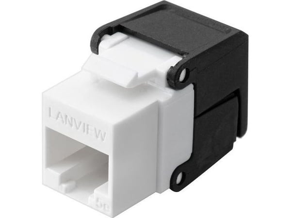 Lanview - Modulaarinen insertti - Cat 5e, ei-näytettävä, käännettävä - CAT 5e - UTP - RJ-45 - musta, valkoinen