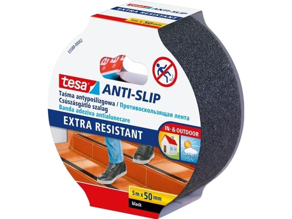 Tesa sklisikker dobbeltsidig teip svart 5 m x 50 mm (18357960)