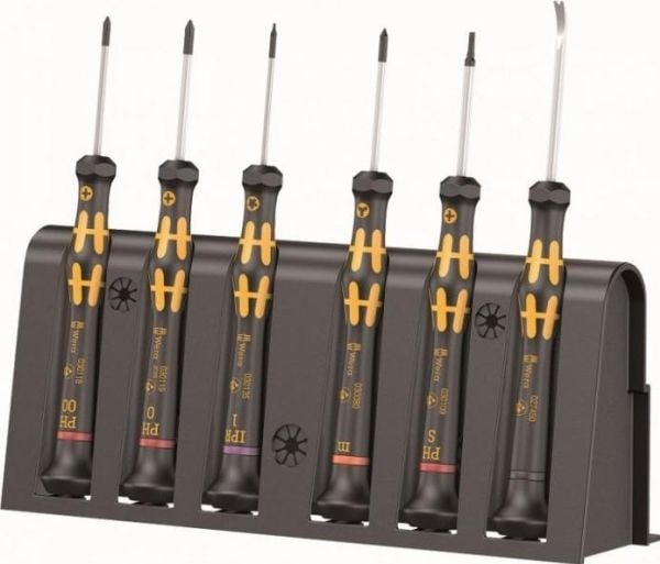 Wera Kraftform Micro 6 ESD Smartphone-Reparaturset 1, 250 mm, 50 mm, 200 mm, 340 g, Sort, Gult, Tsjekkisk Republikk