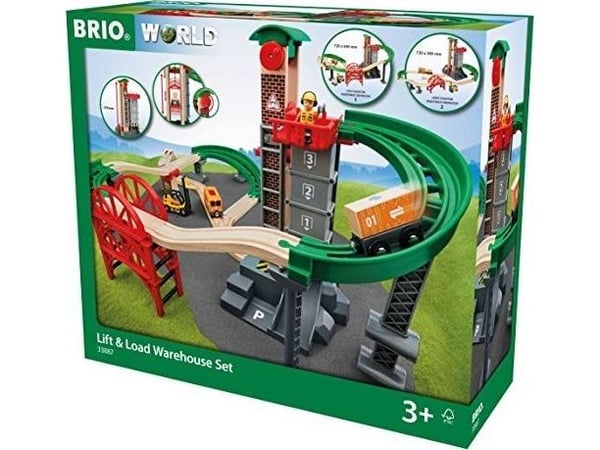 BRIO 33887 Togbane, Løft & læs med lagerbygning