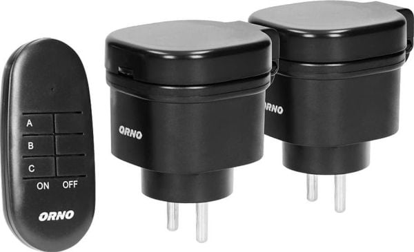 Orno trådløst mini-stikkontaktssett styrt med fjernkontroll 2+1 IP44
