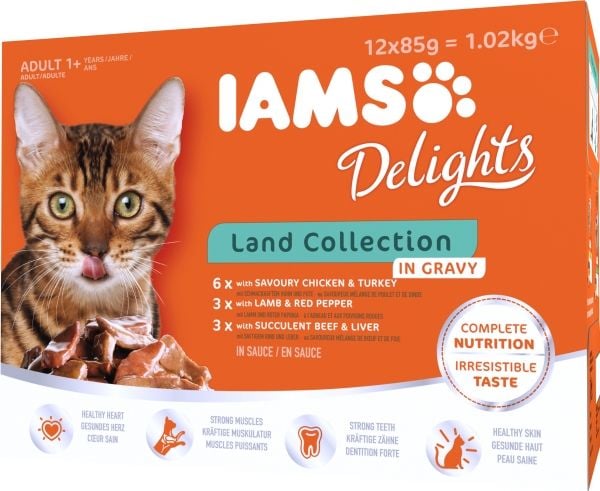 Iams Cat Adult Land-kollektion i sås 12x85 g