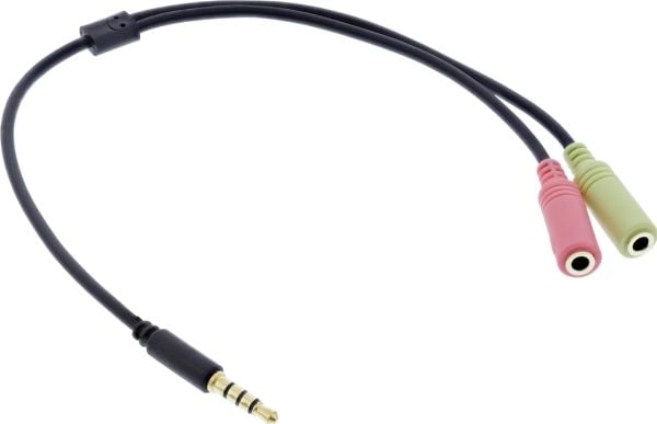 InLine 99302I, 3.5mm, urosliitin, 2 x 3.5mm, naarasliitin, 0.15 m, musta