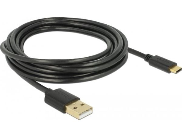 Delock - USB-kaapeli - USB-C (han) til USB (han) - USB 2.0 - 3 A - 3 m - lajiteltu
