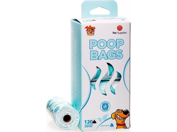Hundeposer POOP BAGS 8 x 15 stk / 24 hvite grønn te bio