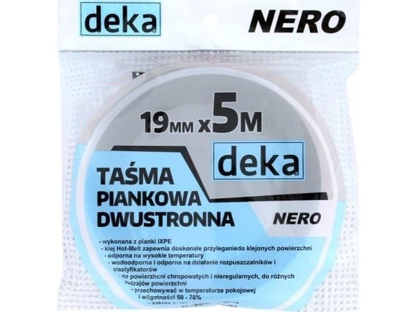 Deka dobbeltsidig skumtape NERO svart 19 mm x 5 m