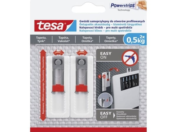 Tesa selvklebende spiker 2 stk til 1 kg til elektroverktøy (+3 stk.)