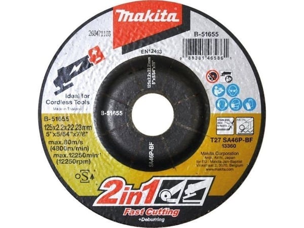 Makita SLIPE/KJÆRESKIVE 125*2,2*22MM 2IN1