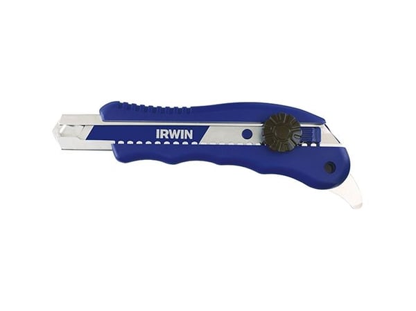 Knæk - af kniv 18mm med låseskrue og tæppehagemed Bi-Metal ,Blue, knæk-af blad