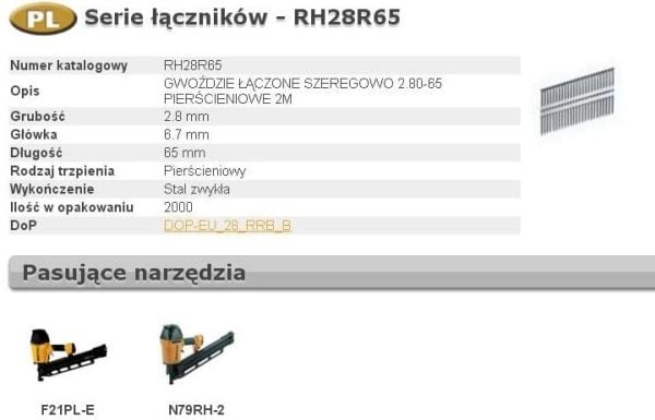 BOSTITCH spiker RH 21" 65 mm ring 2M ...