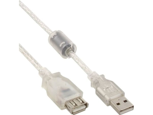 InLine 34610Q, 1 m, USB A, USB A, Hankjønn/hunkjønn, 0,48 Gbit/s, Gjennomsiktig