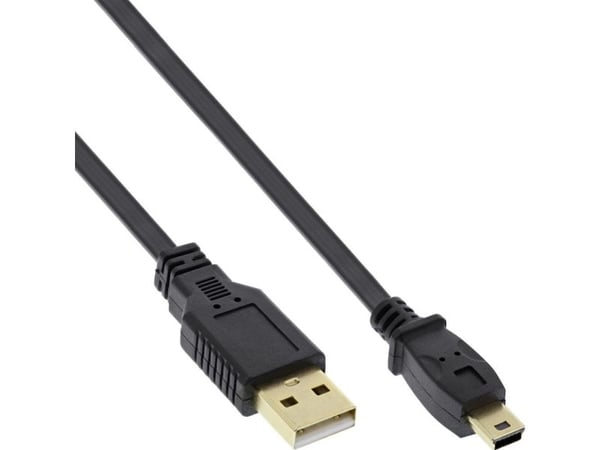 InLine 31810F, 1 m, USB A, Mini-USB B, USB 2.0, uros-/urosliitin, musta