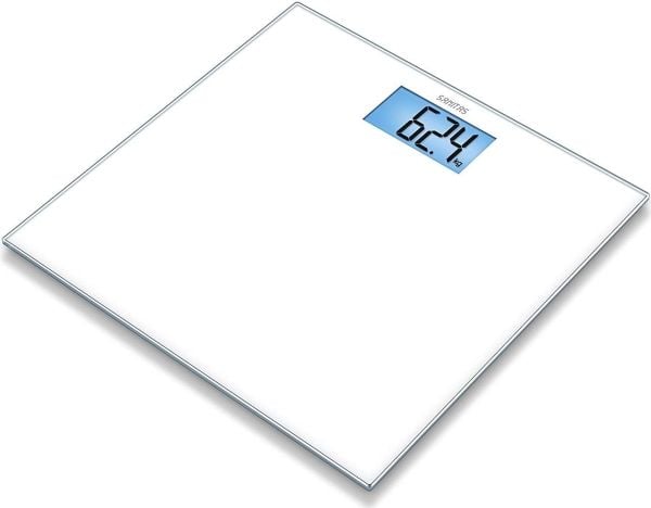 Sanitas SGS 03, Sähkökäyttöinen henkilövaaka, 150 kg, 100 g, Valkoinen, kg, lb, ST, Lasi