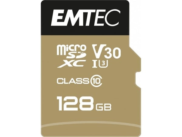 EMTEC SpeedIN' PRO - Flashminnekort (microSDHC til SD-adapter inkludert) - 128 GB - Video Class V30 / UHS-I U3 / Class10 - microSDXC UHS-I