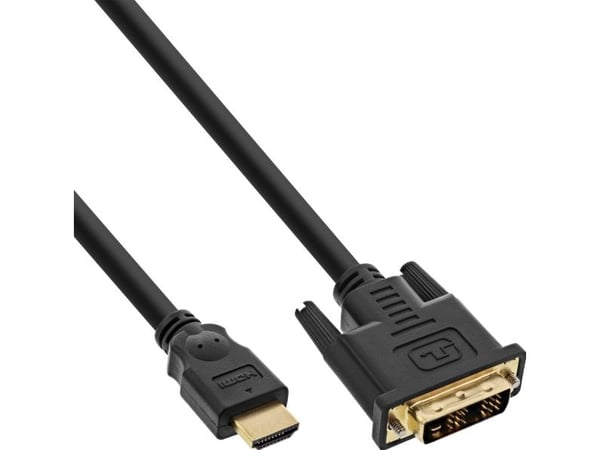 InLine 17661P, 1 m, HDMI, DVI-D, kultainen, musta, uros/naaras