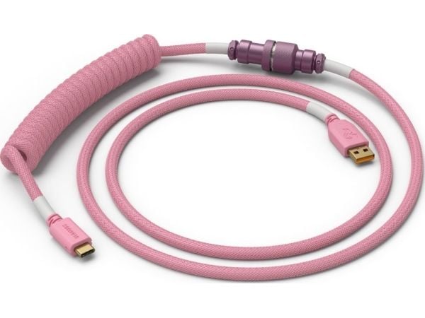 Glorious PC Gaming Race Coiled, Vaaleanpunainen, 1,37 m, Glorious PC Gaming Race, 1 kpl, Punottu, USB A-tyyppi, USB Type-C