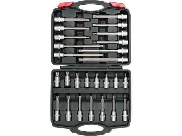 Yato YT-77542, Støpselsett, 1/2", Metrisk, 26 hoder, M10, M12, M14, M16, M5, M6, M8, M9, Kromvanadiumstål
