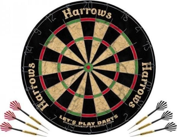 Harrows Darts Lets Play Darts, Dartboard, Sort, Grønn, Rød, Gult, Bust, Voksen, 6 stykker