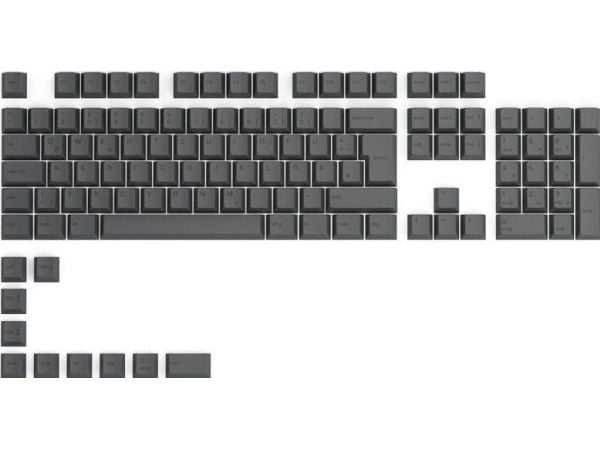 Glorious GPBT-näppäinkorkit - 115 PBT-näppäinkorkkia, ISO, DE-asettelu, musta tuhka