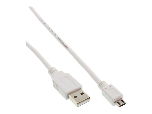 InLine 31718W, 1,8 m, USB A, Micro-USB B, USB 2.0, Valkoinen