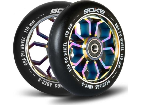 Soke Pyörät skootteriin 110 mm sateenkaari 2 kpl.