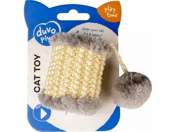 Duvo+ ZAB. Kattetunnel i sisal og pompon 13x5x5cm 12102