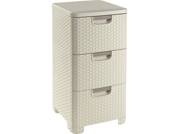 CURVER BOKROEDE MED 3 SKUFFER 3x14L /Creme