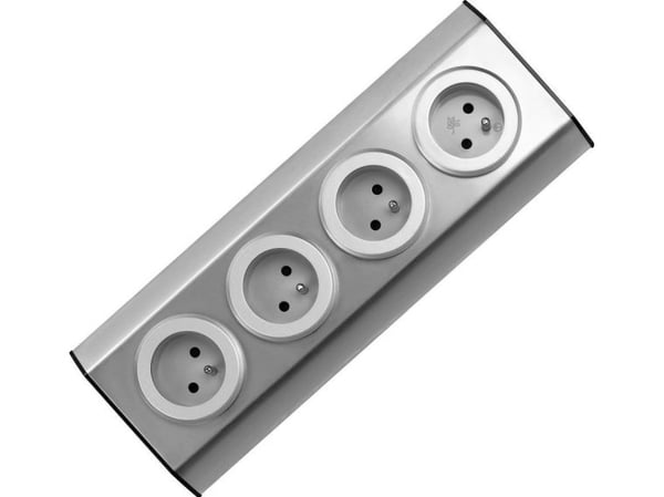 Orno Huonekalujen ja keittiön pistorasiat tarranauhakiinnikkeillä 4x2P + Z INOX,
