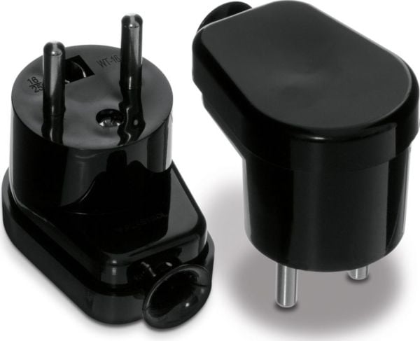 Volteo väggkontakt vinklad/monterbar, 2P+Z, 16A, 250V svart