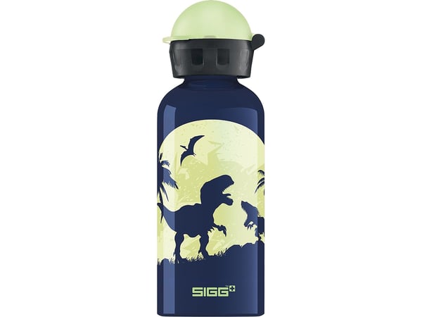 SIGG Kids Water Bottle Glow Moon Dinos, 0,4 l, Blå, Gul, Gjuten aluminium, 6,6 cm, 197 mm, 112 g