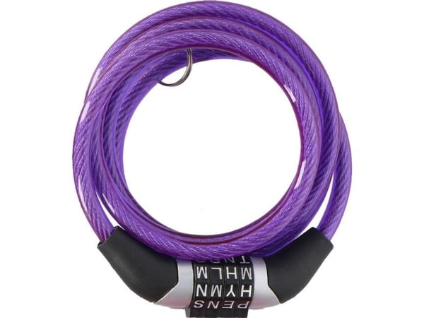 Dunlop sykkellås Dunlop spiral med kode 0,6x120 cm - lilla