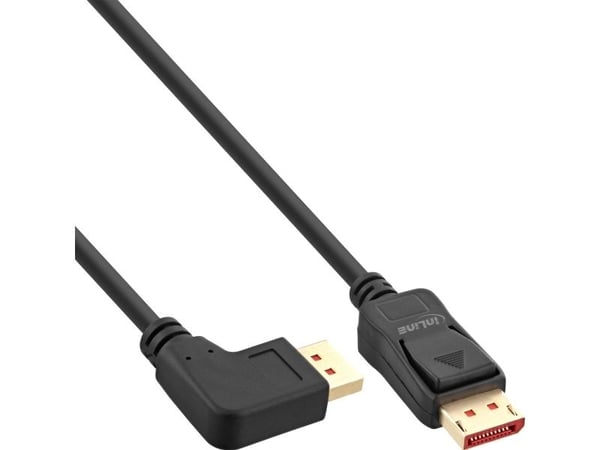 INLINE - DisplayPort-kabel - DisplayPort (M) venstrevinklet til DisplayPort (M) rett - DisplayPort 1.4 - 1 m - 8K-støtte - Svart