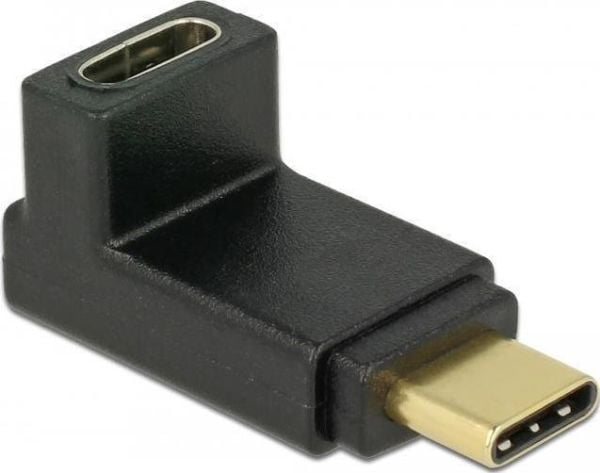 Delock - USB-adapter - USB-C (hann) til USB-C (hunn) oppvinklet - USB 3.1 Gen 2 - svart