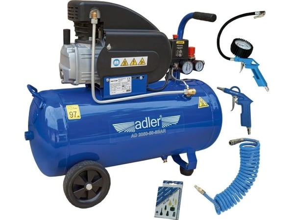 ADLER kompressor 50 l AD 2050-50-8BAR 230V med tilbehørsett