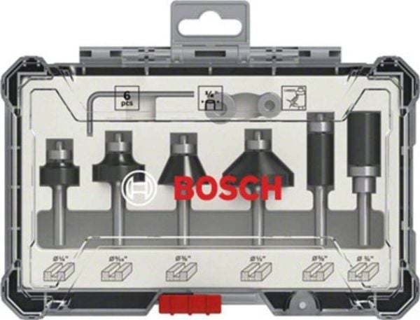 Bosch - Fresekutter - for tre, bløtt tre, løvtre - 6 deler - heksagonal - lengde: 56 mm, 51 mm, 54 mm, 65 mm, 55 mm