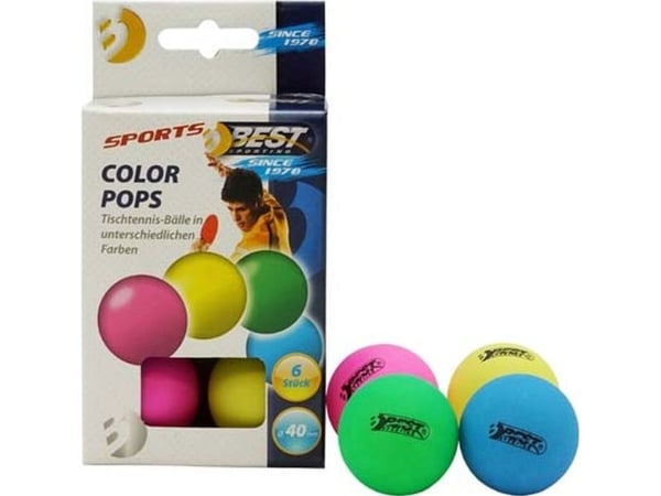 Best Sporting sett med 6 fargerike bordtennisballer 40 mm (23106) Best Sporting sett med 6 fargerike bordtennisballer 40 mm (23106)