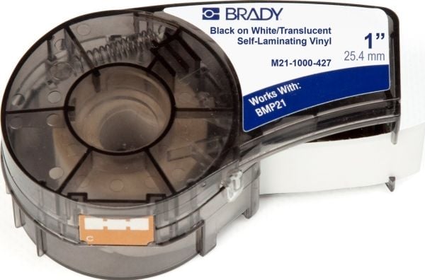 Brady B-427 - Vinyl - matt - permanent akrylhäftning - genomskinlig, svart på vitt - Rulle (25,4 mm x 4,3 m) 1 rulle (rullar) etiketter - för Brady...