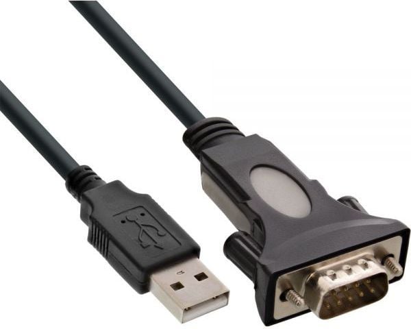 InLine 4043718121441, USB A, DB9, 0,25 m, Svart