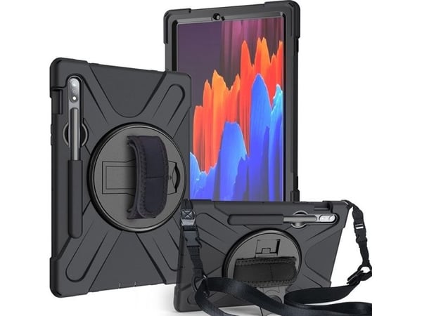 eSTUFF Defender Case - Baksidedeksel for nettbrett - silikon, polykarbonat - svart - 11" - for Samsung Galaxy Tab S7