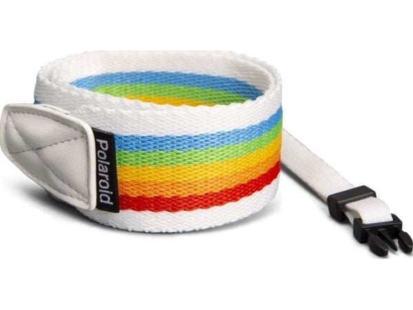 Polaroid Camera Strap Flat Rainbow White, Heti tulostava kamera, Puuvilla, Polyesteri, Sininen, Vihreä, Oranssi, Punainen, Valkoinen, Keltainen, Ki...